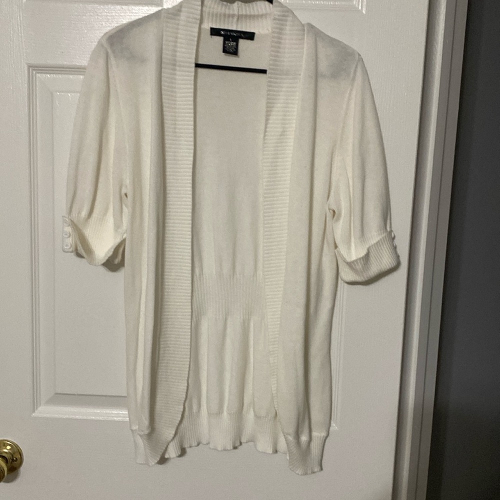 White short sleeve cardigan